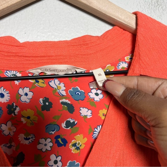 Soft Surroundings Women Top Large Orange Popover Long Sleeve Lagenlook‎ Tunic - Picture 4 of 13